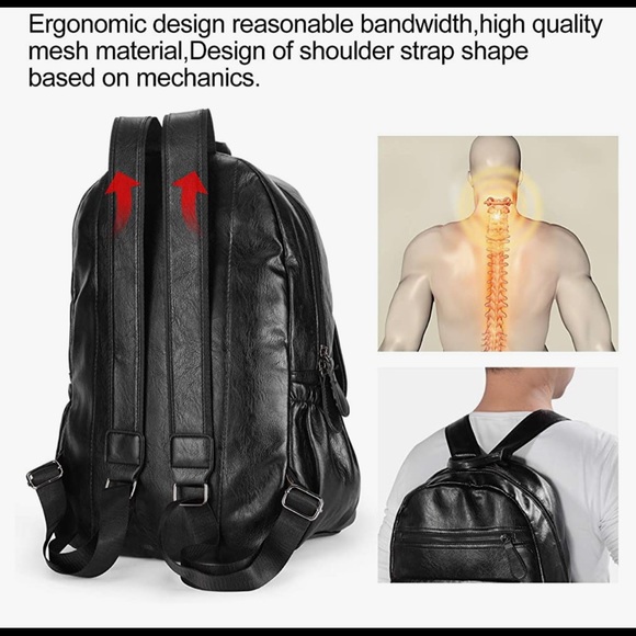 Large Faux Leather Backpack - Picture 7 of 8